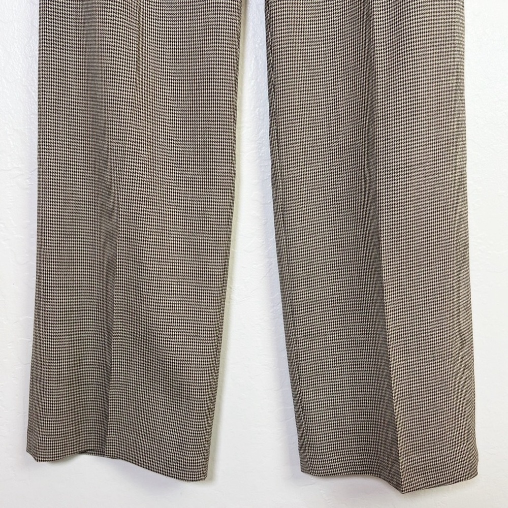 THAKOON Women’s Size 4 Brown Houndstooth Print Smocked Waist Wide Leg Trouser - Picture 6 of 12
